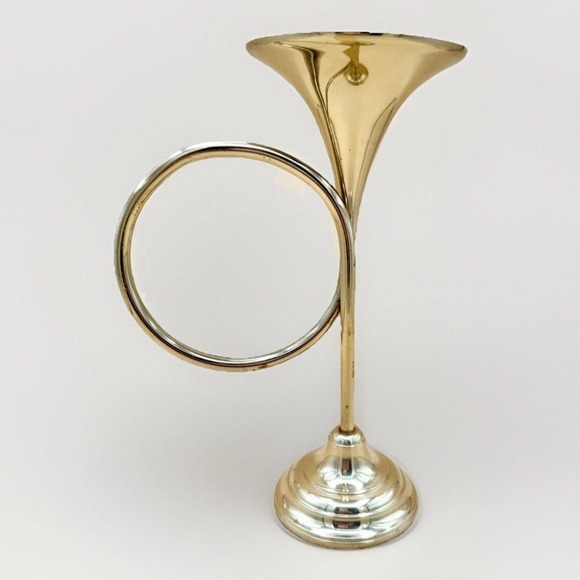 Other - Vintage Bombay Company Solid Brass French Horn Candlestick Holder 9" 1.3 lbs